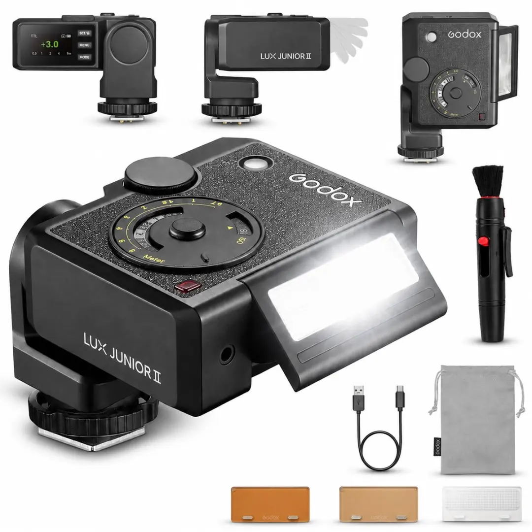 Godox Lux Junior II retro TTL-cameraflitser met hybride multi-hotshoe