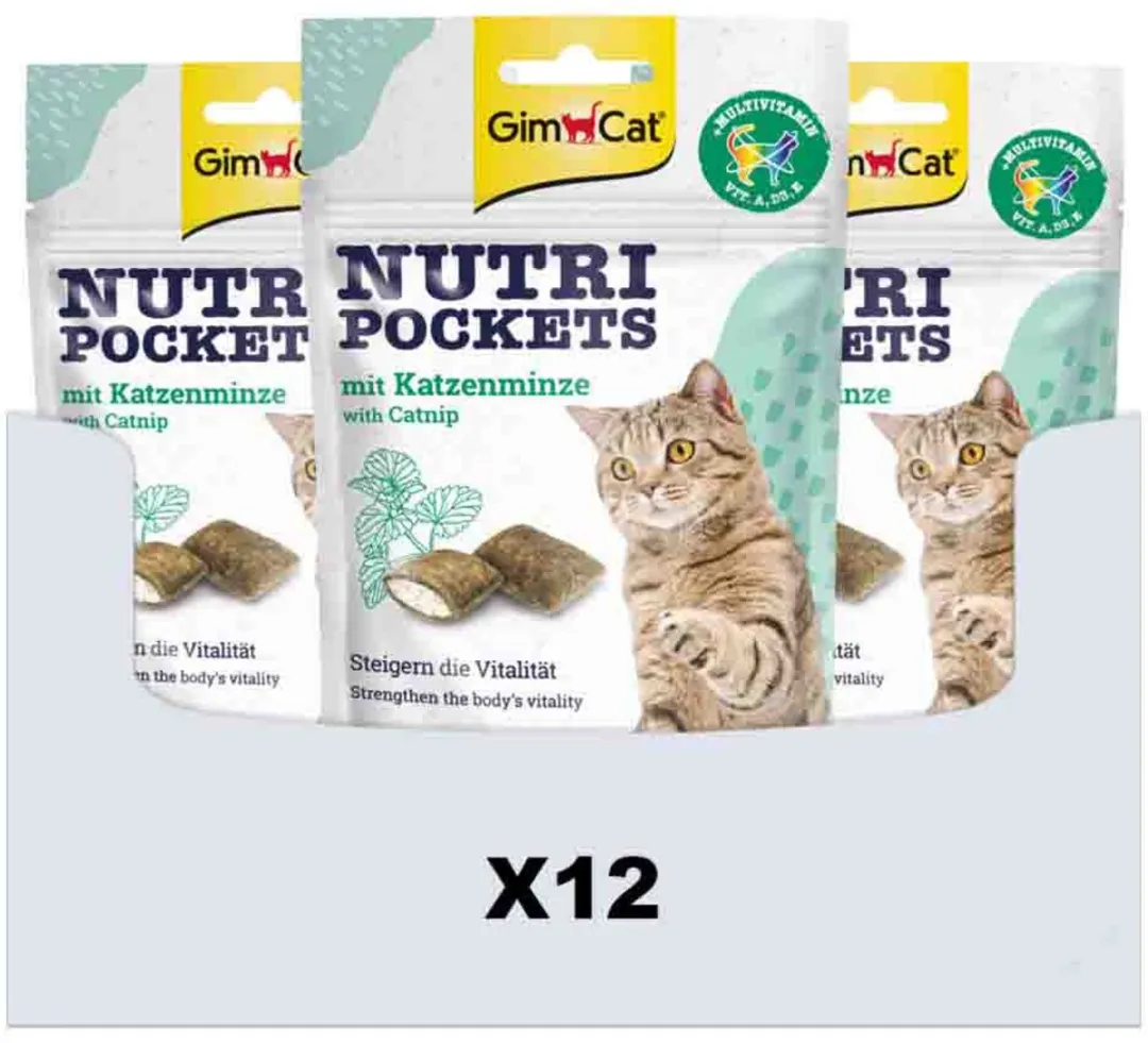 GimCat Nutri Pockets Multi-Vitamin & Kattenkruid - 12x60g