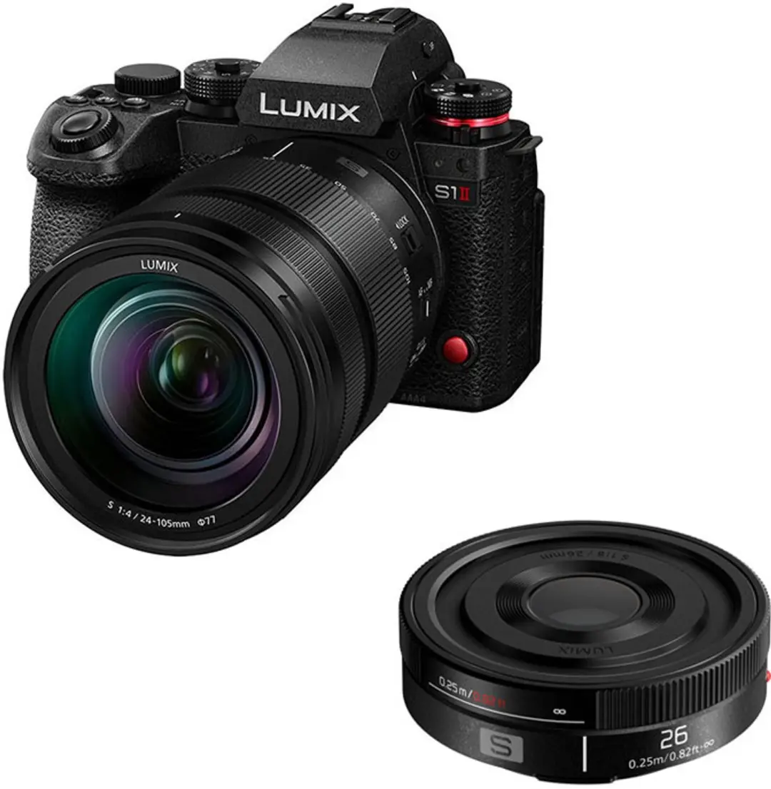 PANASONIC LUMIX S1 II + S 24-105mm f/4 Macro OIS Objektiv + S 26mm f/8 Pancake
