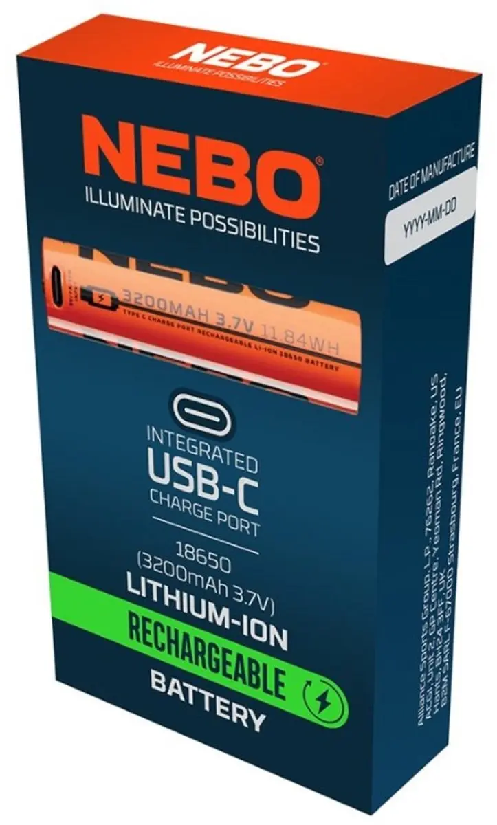 Nebo NEB-BAT-0008-G Oplaadbare 18650 Batterij - 3200mAh - afbeelding 4 van 5