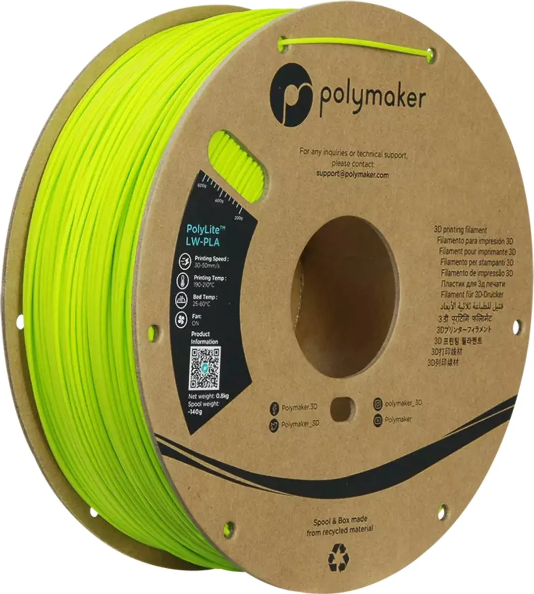 Polymaker PolyLite LW-PLA Groen 1,75mm