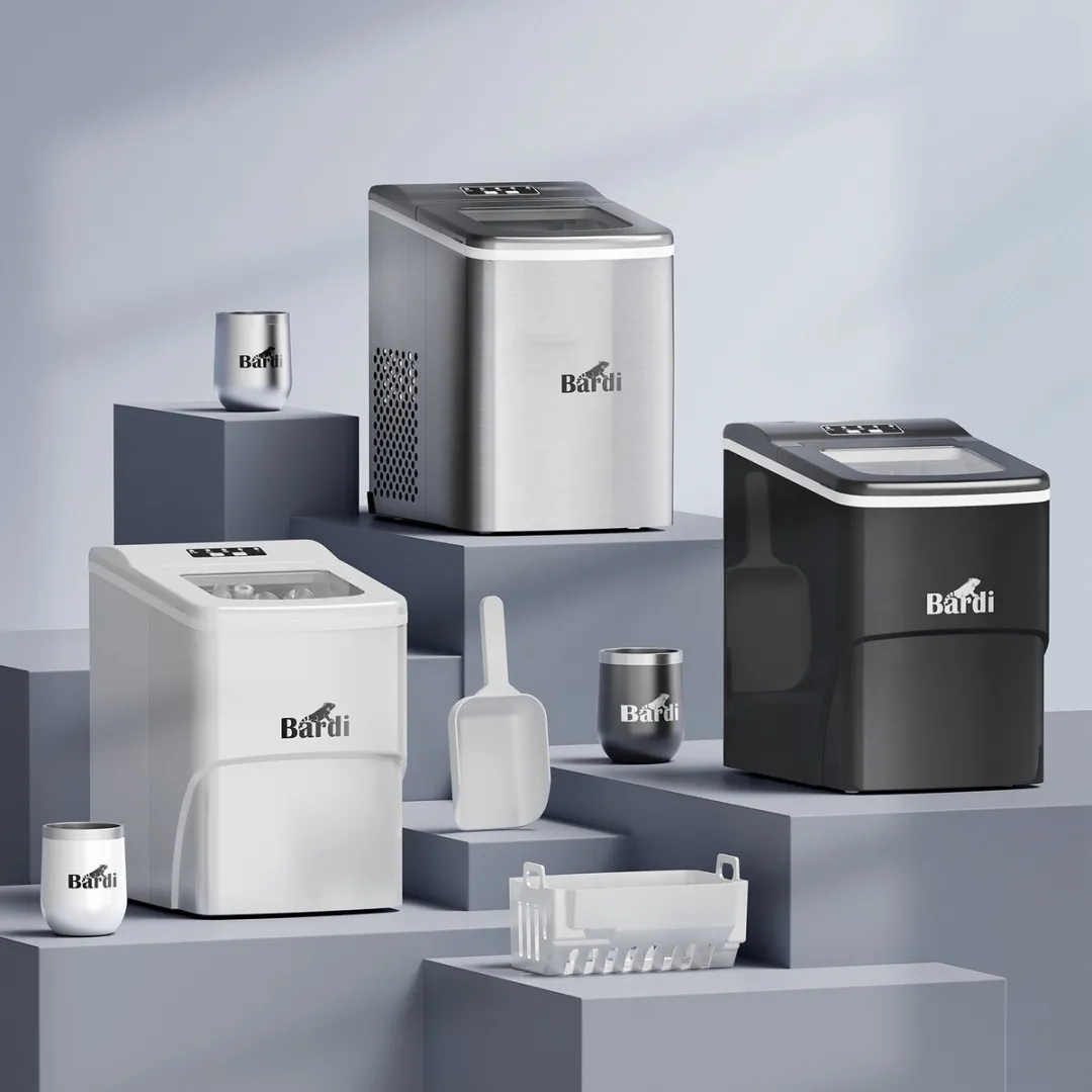 Bardi Deluxe IJsblokjesmachine 2L - Wit - Compleet met 3 Thermosbekers