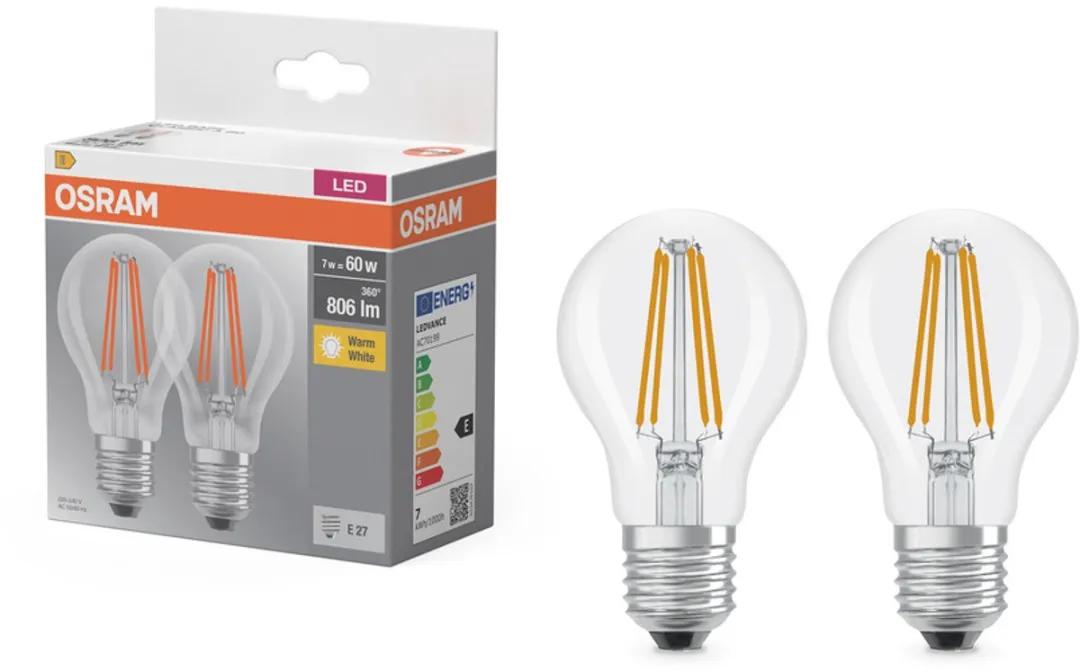 Osram BASE CLASSIC A FIL 60 LED E27 6,5W 806lm Warm Wit