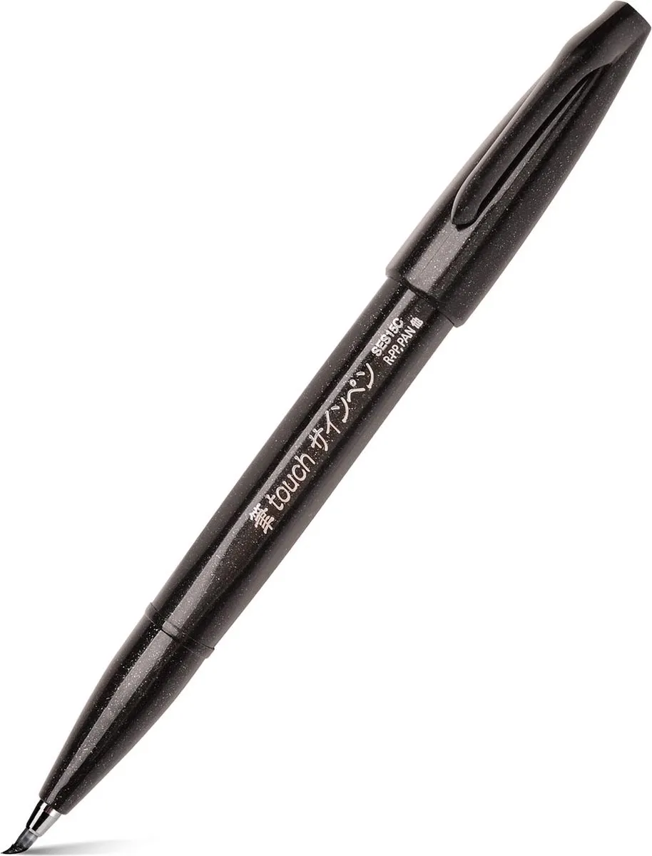 Pentel Sign Pen Brush Touch - 10 Stuks Zwart
