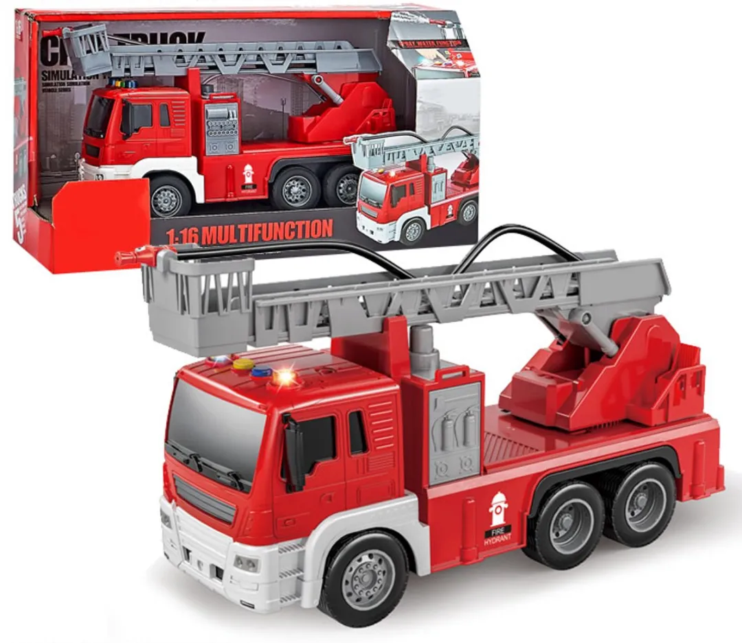 698 Fire Truck - Speelgoed brandweerwagen/ladderwagen voor kinderen 25 cm