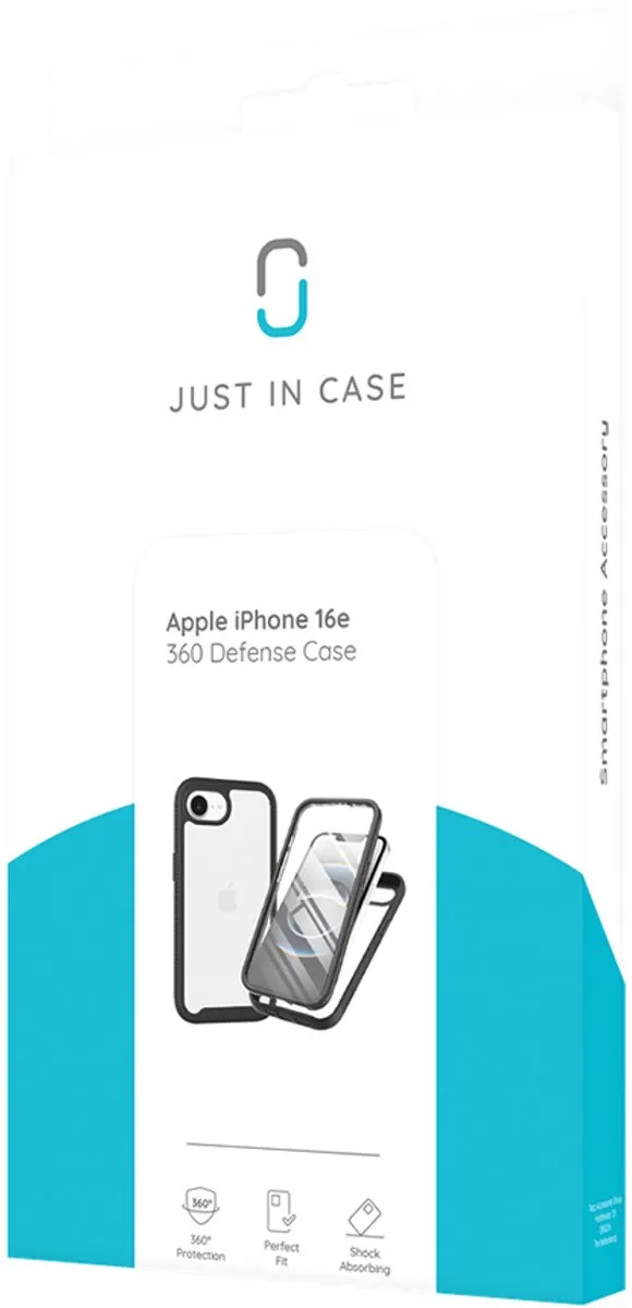 Just in Case Rugged Case iPhone 16e - Zwart - afbeelding 6 van 6