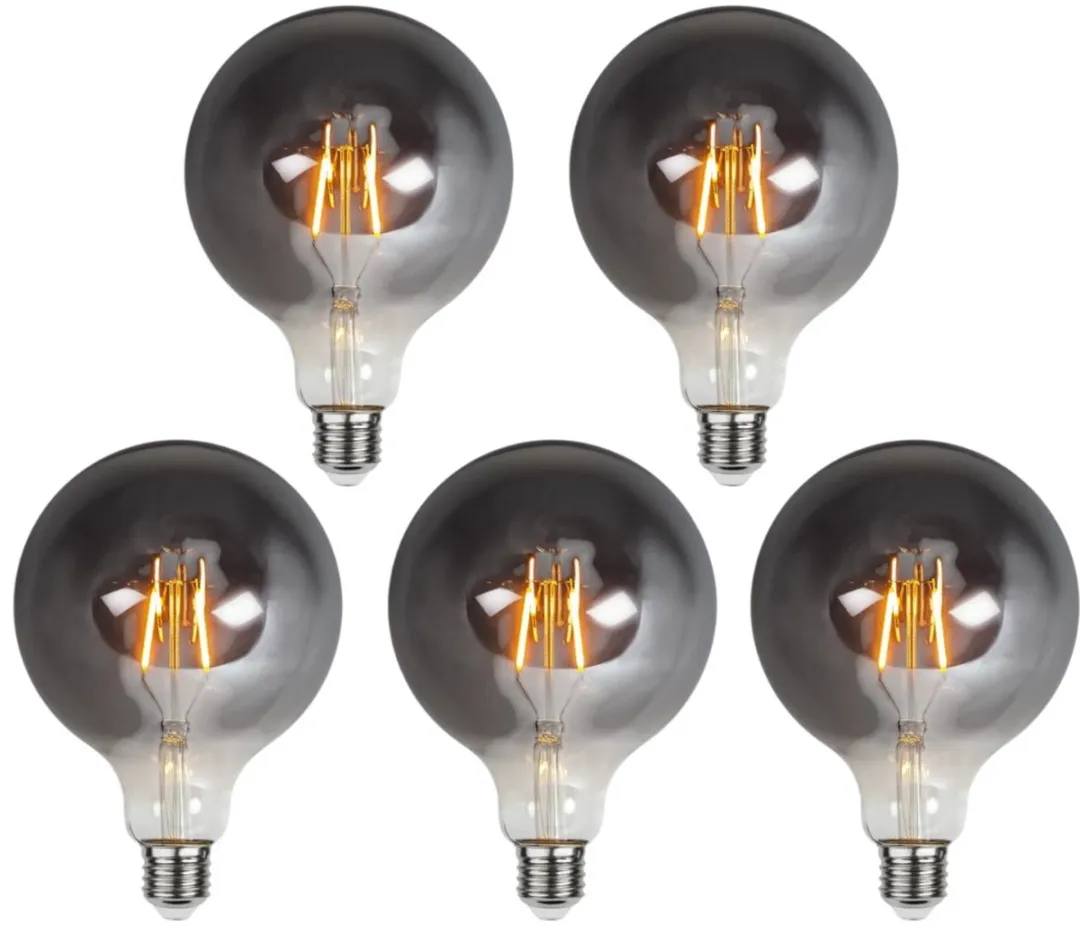 Star Trading G125 Globelamp E27 1.8W - 5 Stuks - Rookglas