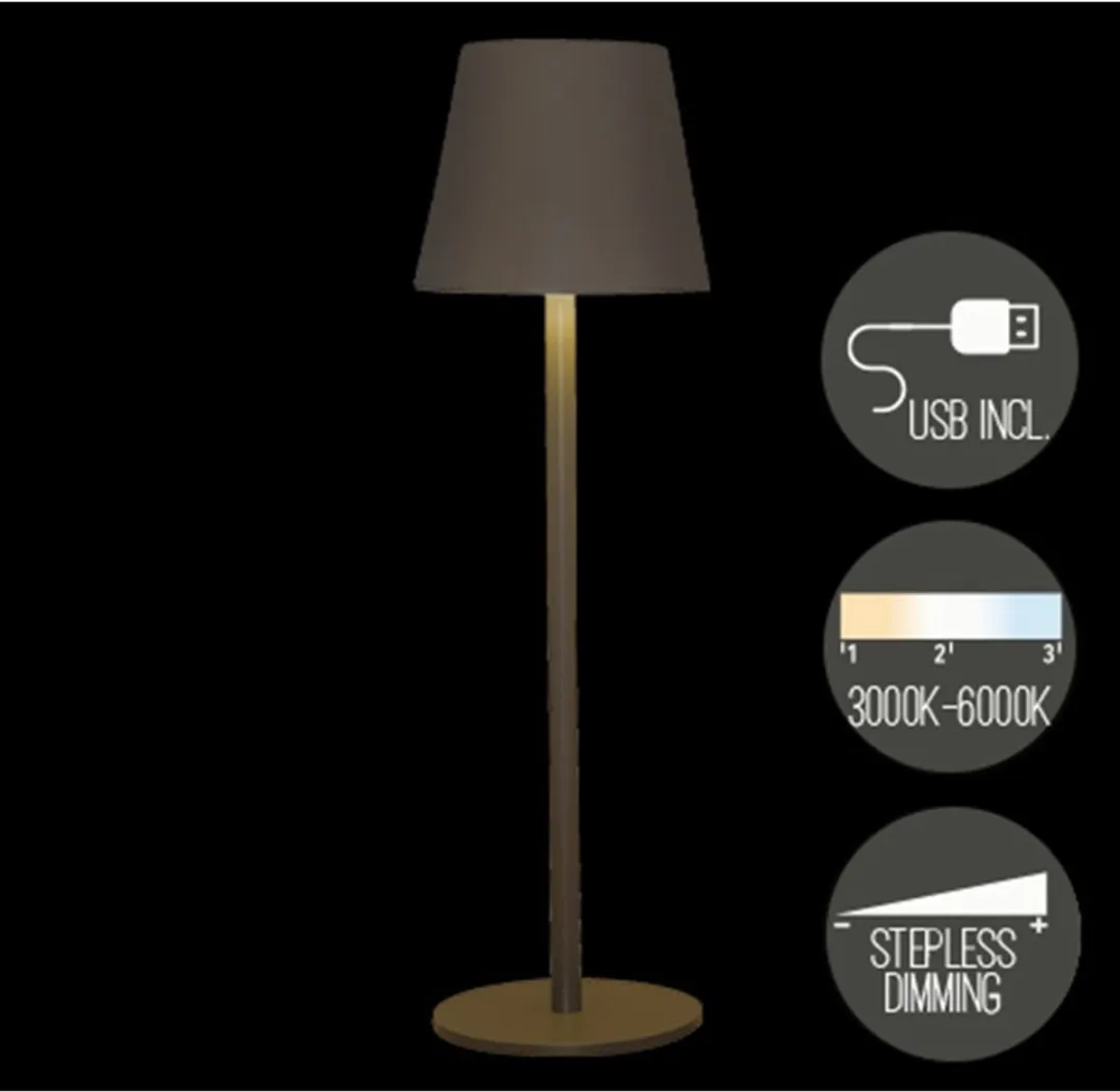 Anna's Collection Tafellamp Ambiance Beige 27cm - USB Oplaadbaar - afbeelding 6 van 6