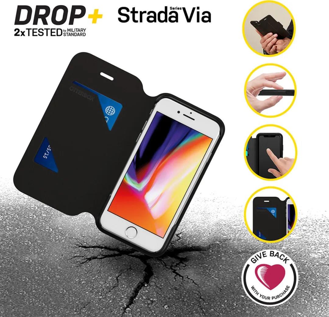 OtterBox Strada Via Hoes - iPhone 7/8/SE - Zwart