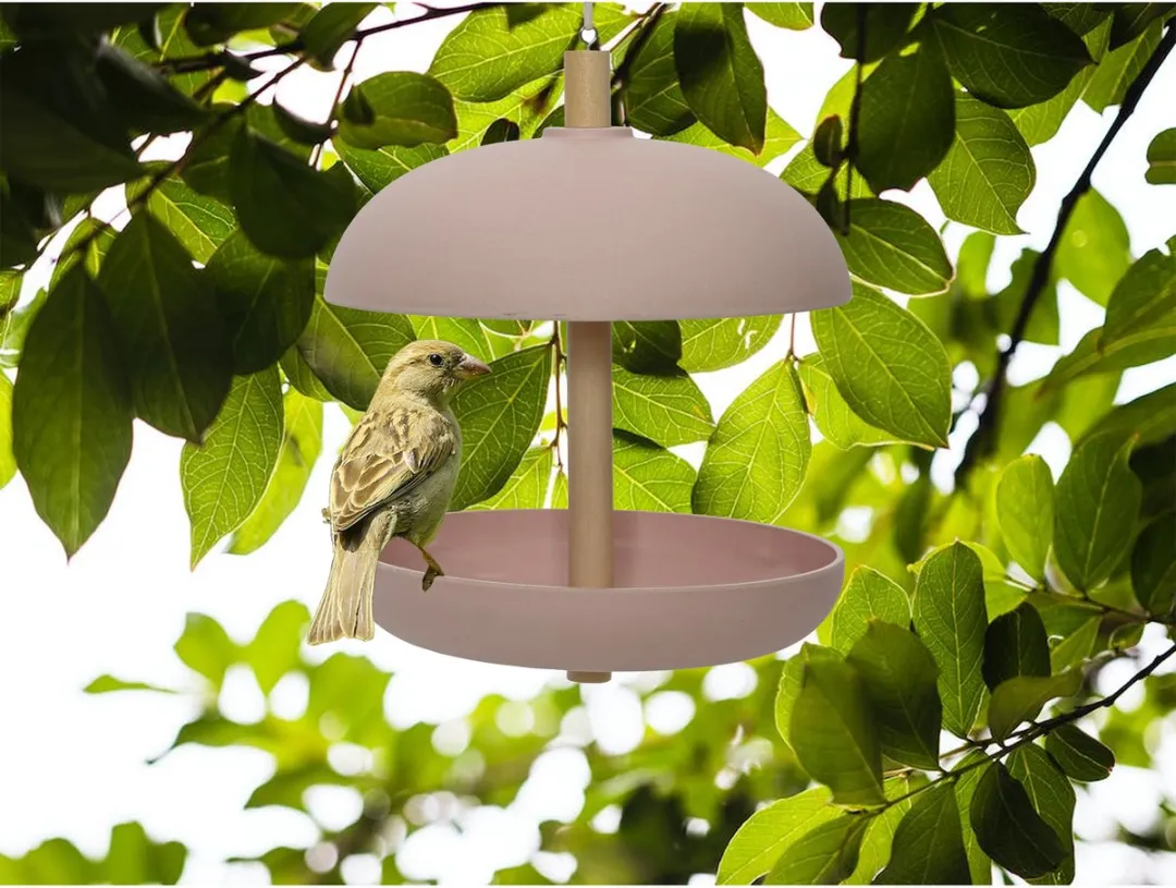 Decoris Vogelvoedersilo Hangend Lichtroze Bamboe 21x25cm