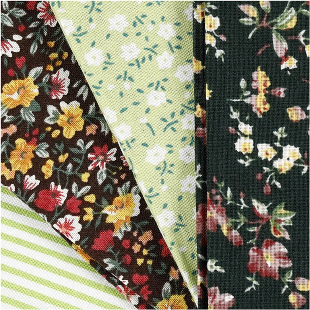 Creativ Company Patchworkstof 45x55cm - Groen - 4 Stuks