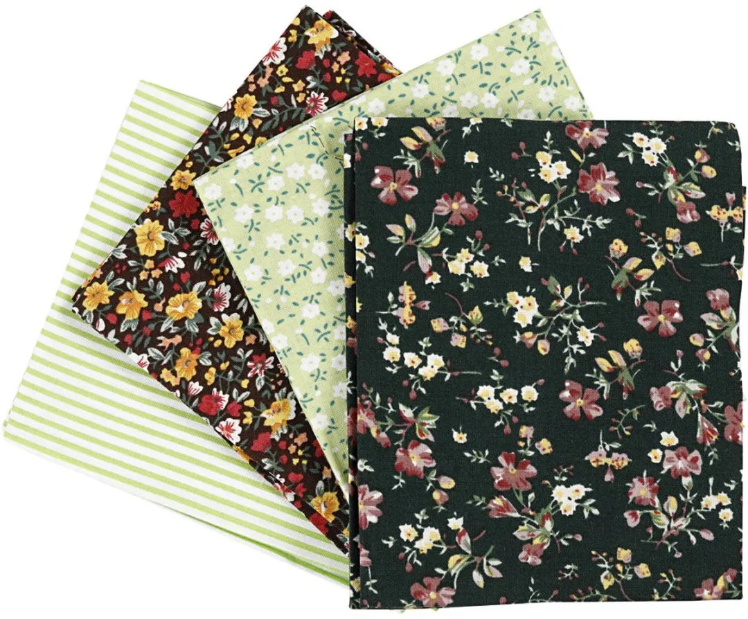 Creativ Company Patchworkstof 45x55cm - Groen - 4 Stuks