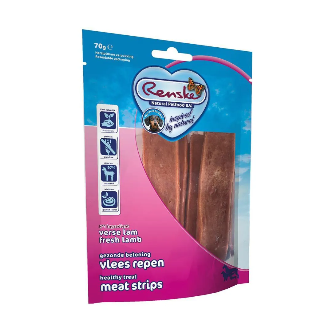 Renske Gezonde Beloning Vleesstrips Lam 70g - 10 Stuks - afbeelding 6 van 6