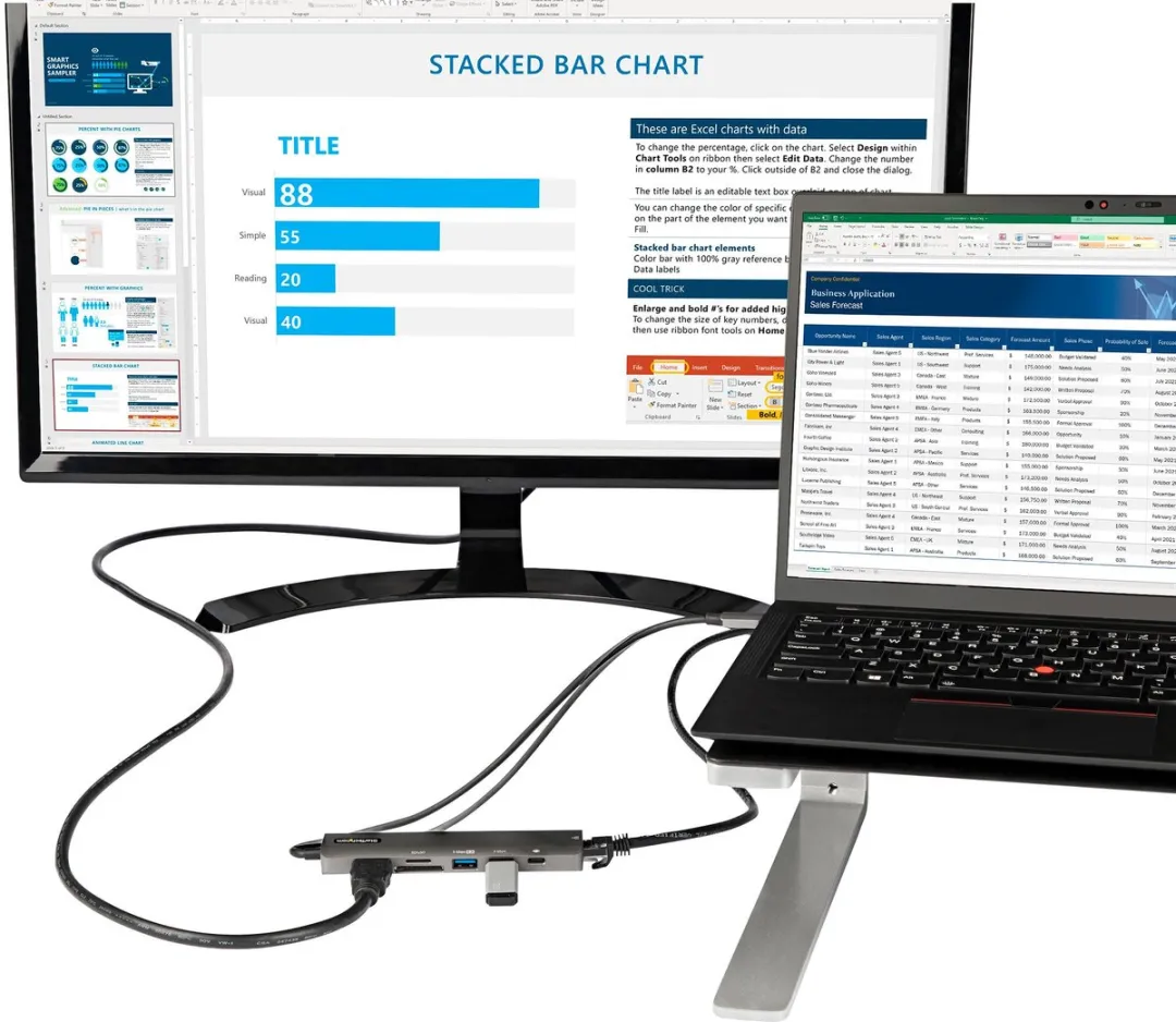 Startech DKT30CHSDPD1 USB Hub - Zwart
