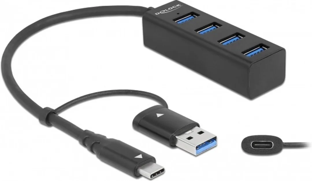 Delock USB 3.0 Hub 4 Poorten 5Gbps - Zwart