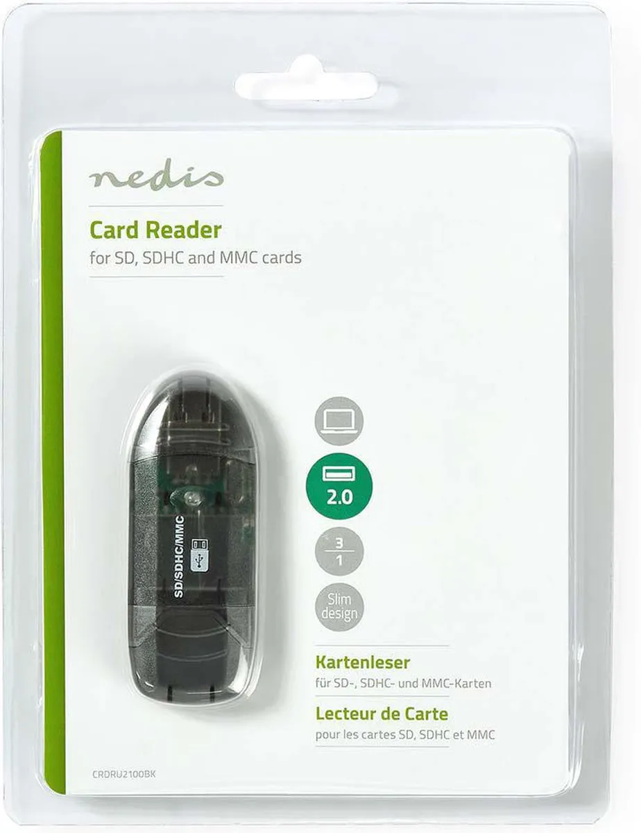 Nedis Kaartlezer CRDRU2100 - USB 2.0 - Zwart