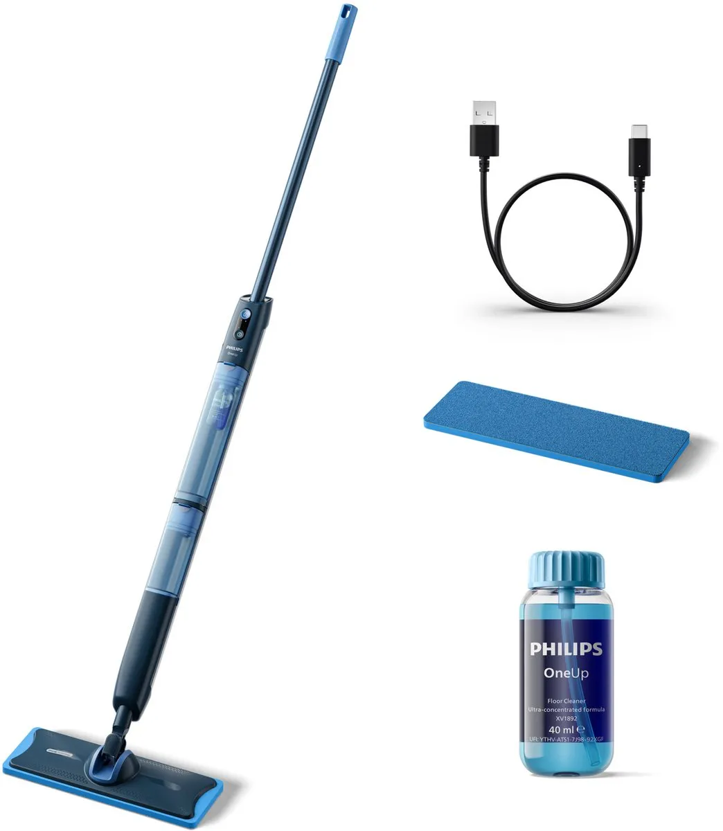 Philips OneUp XV5113/01 Elektrische Dweil - Donkerblauw