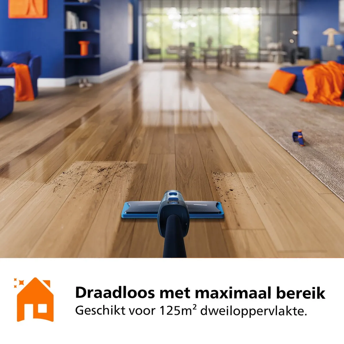 Philips OneUp XV5113/01 Elektrische Dweil - Donkerblauw