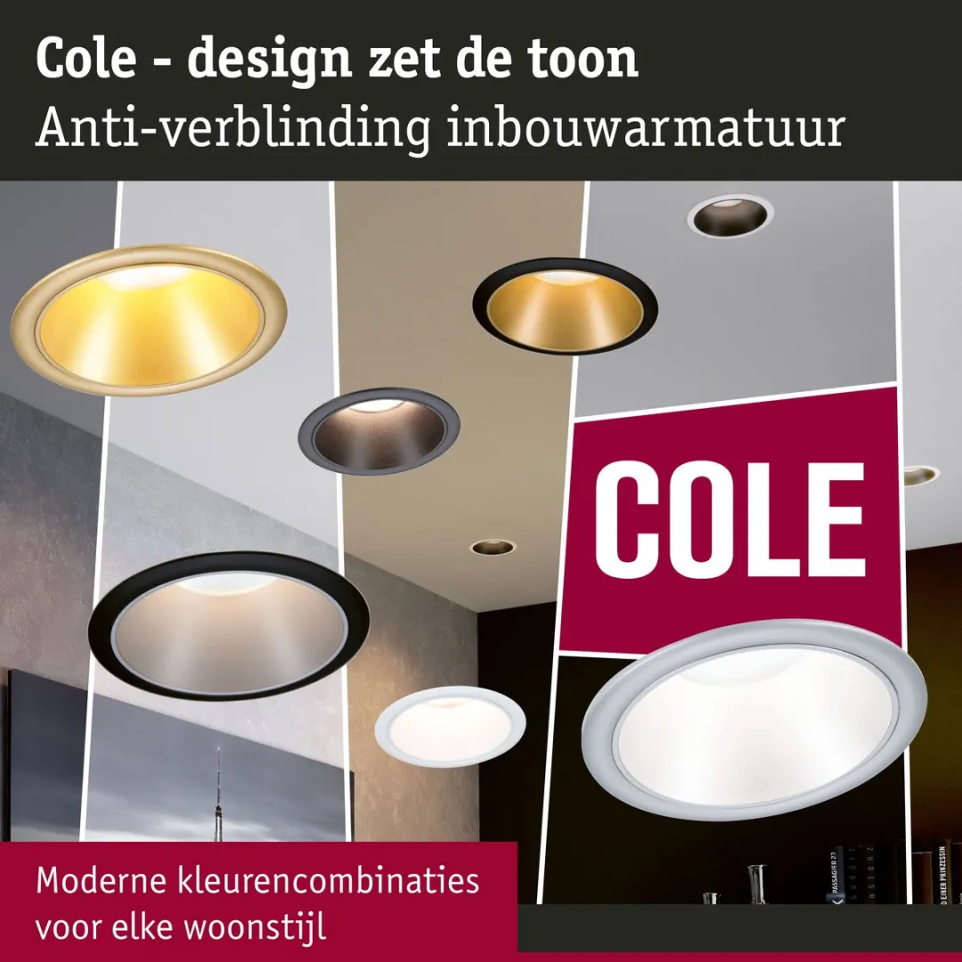Paulmann LED-inbouwlamp Cole Coin 6W 470lm 2700K - 88mm Zilver mat