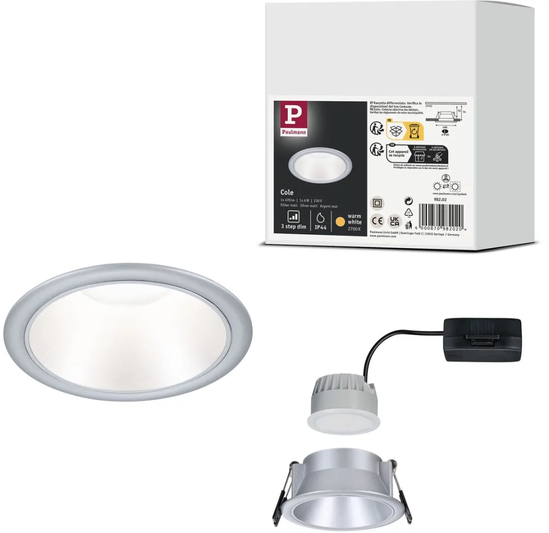 Paulmann LED-inbouwlamp Cole Coin 6W 470lm 2700K