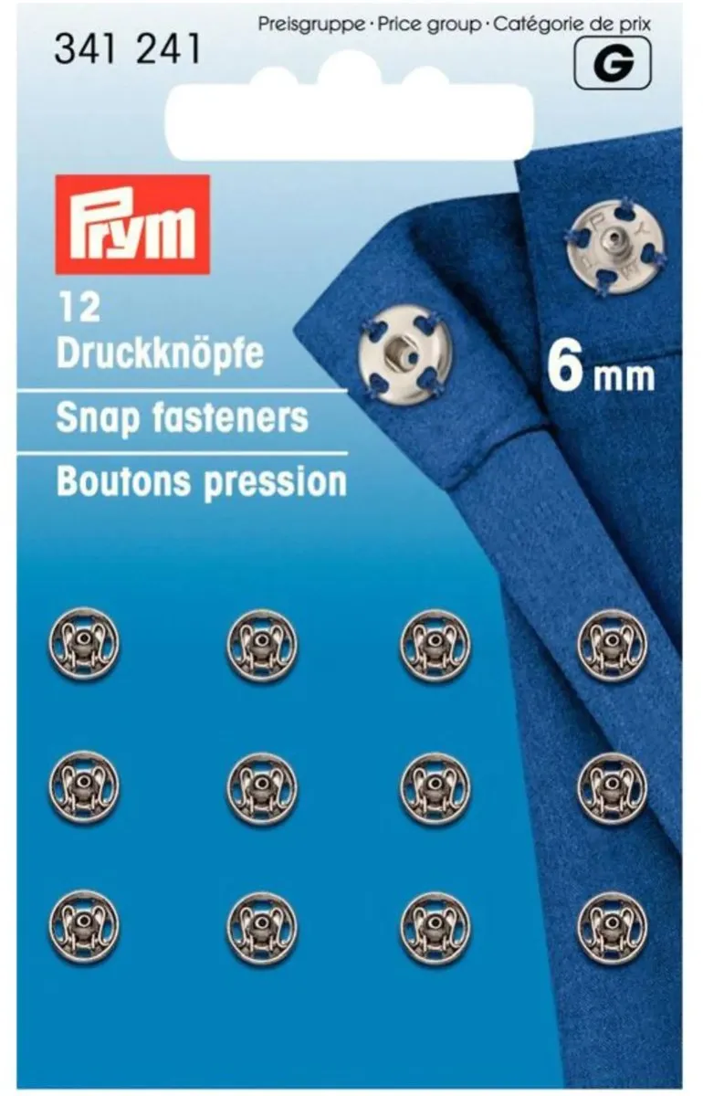 Prym Aannaaidrukknopen 6mm - Zilverkleurig - 12 Stuks