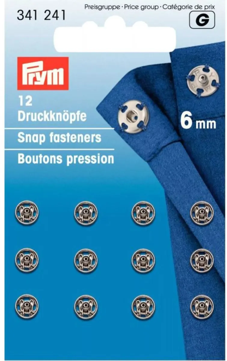 Prym Aannaaidrukknopen 6mm - Zilverkleurig - 12 Stuks