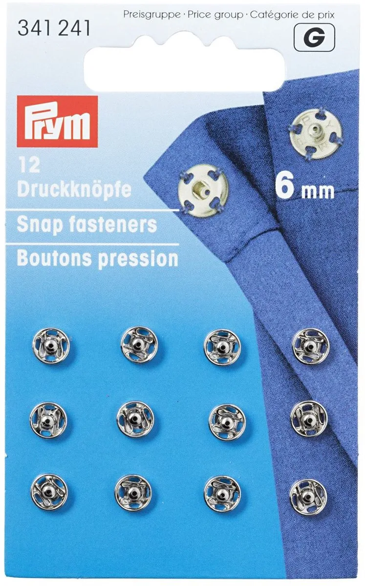 Prym Aannaaidrukknopen 6mm - Zilverkleurig - 12 Stuks