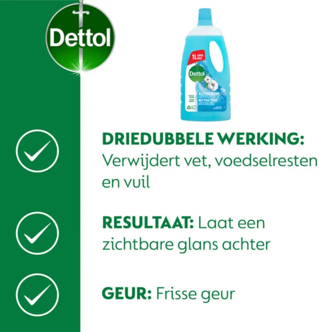 Dettol Power & Fresh Allesreiniger Katoenfris - 1 liter - afbeelding 3 van 6