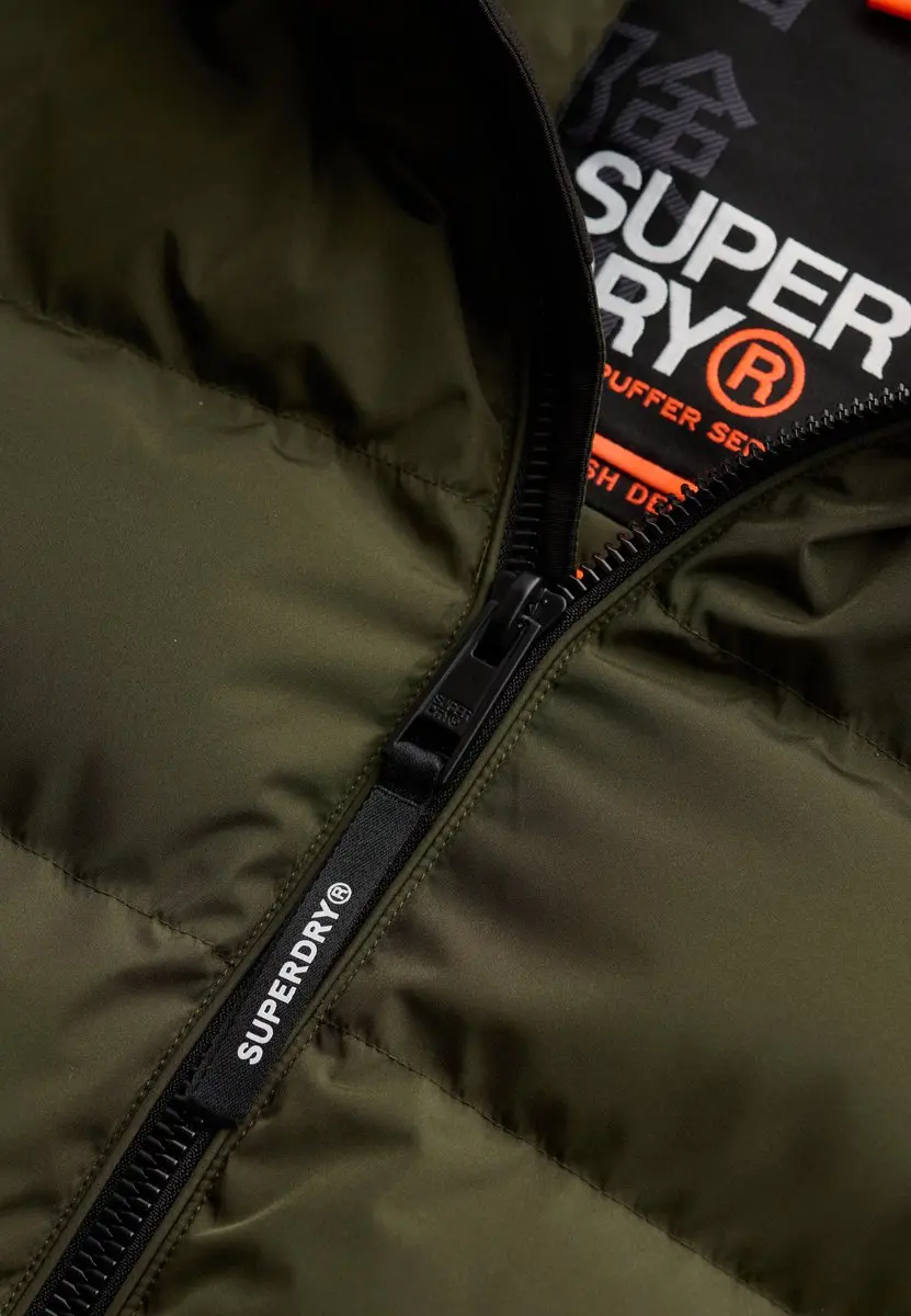 Superdry Hooded Sports Puffer Jas Heren - Army Khaki - afbeelding 3 van 6