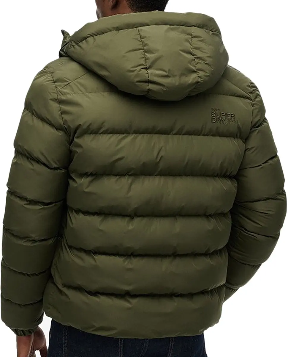 Superdry Hooded Sports Puffer Jas Heren - Army Khaki - afbeelding 6 van 6