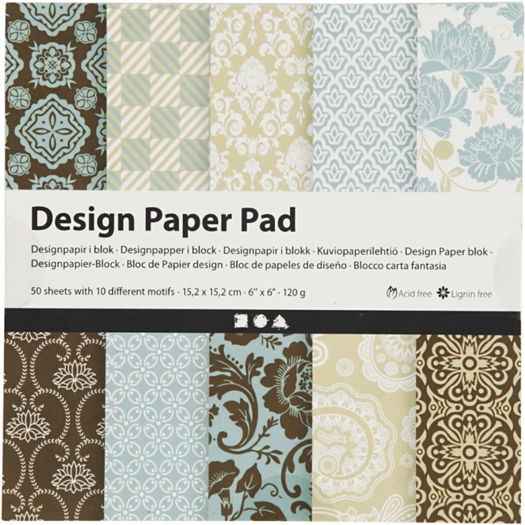 Creativ Company Design Papier Blok 15x15cm - 50 Vel - Groen/Paars