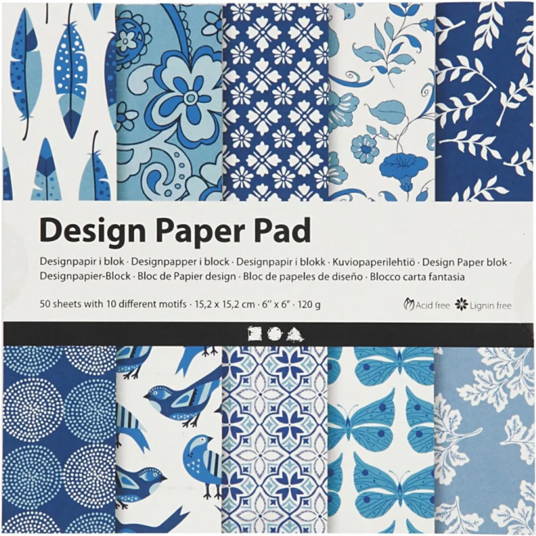 Creativ Company Design Papier Blok 15x15cm - 50 Vel - Groen/Paars - afbeelding 6 van 6