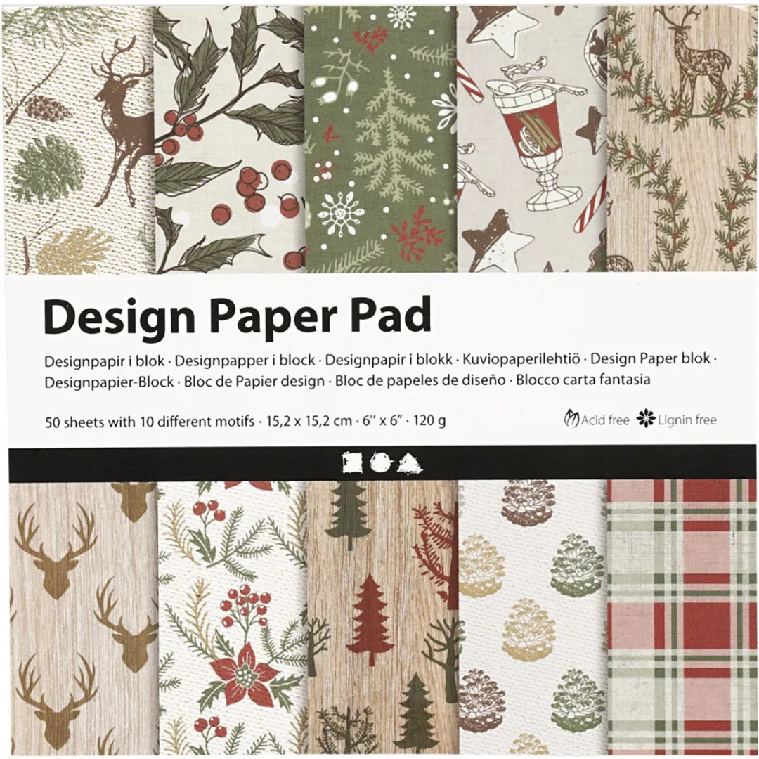 Creativ Company Design Papier Blok 15x15cm - 50 Vel - Groen/Paars