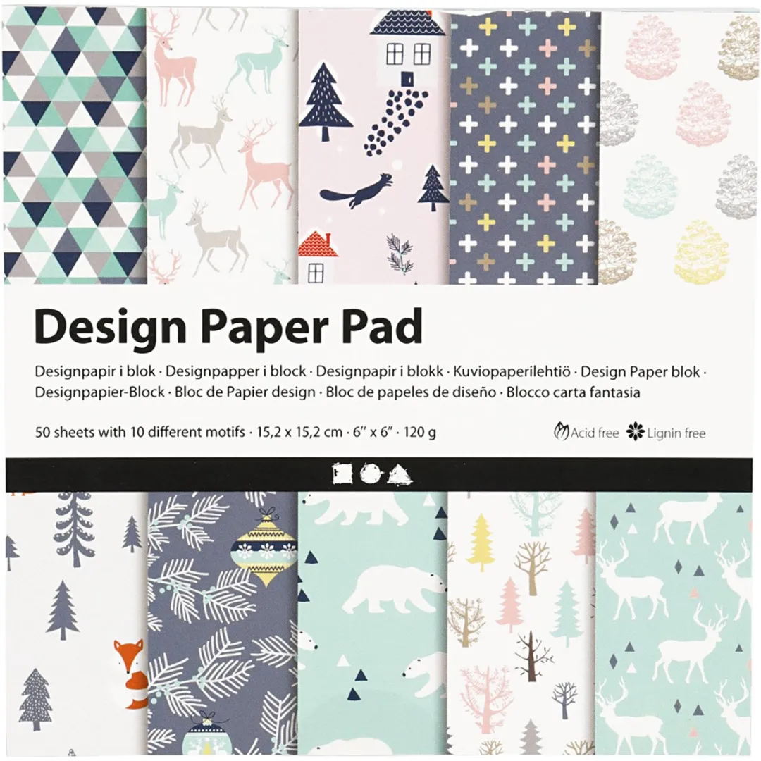 Creativ Company Design Papier Blok 15x15cm - 50 Vel - Groen/Paars
