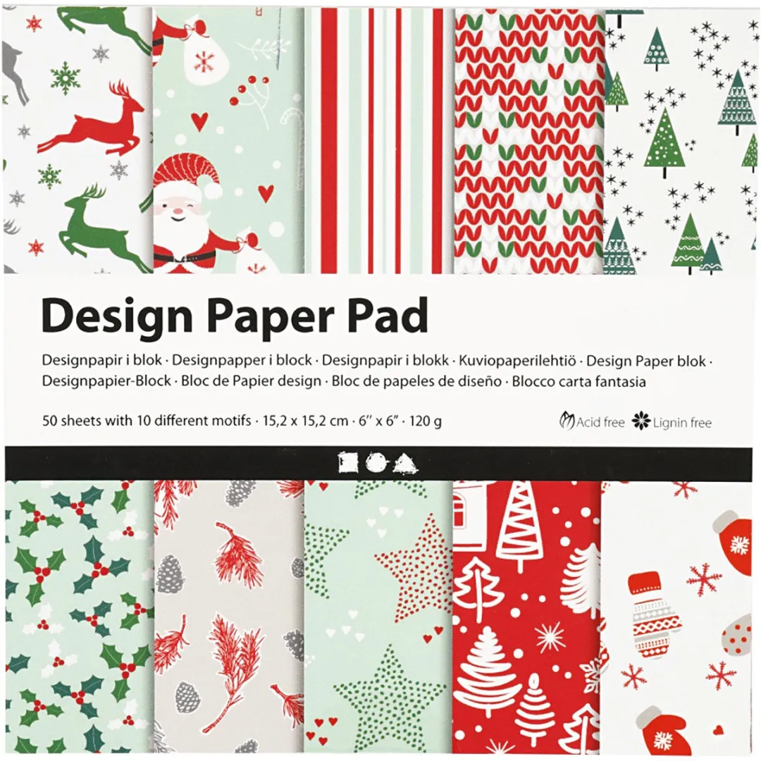 Creativ Company Design Papier Blok 15x15cm - 50 Vel - Groen/Paars