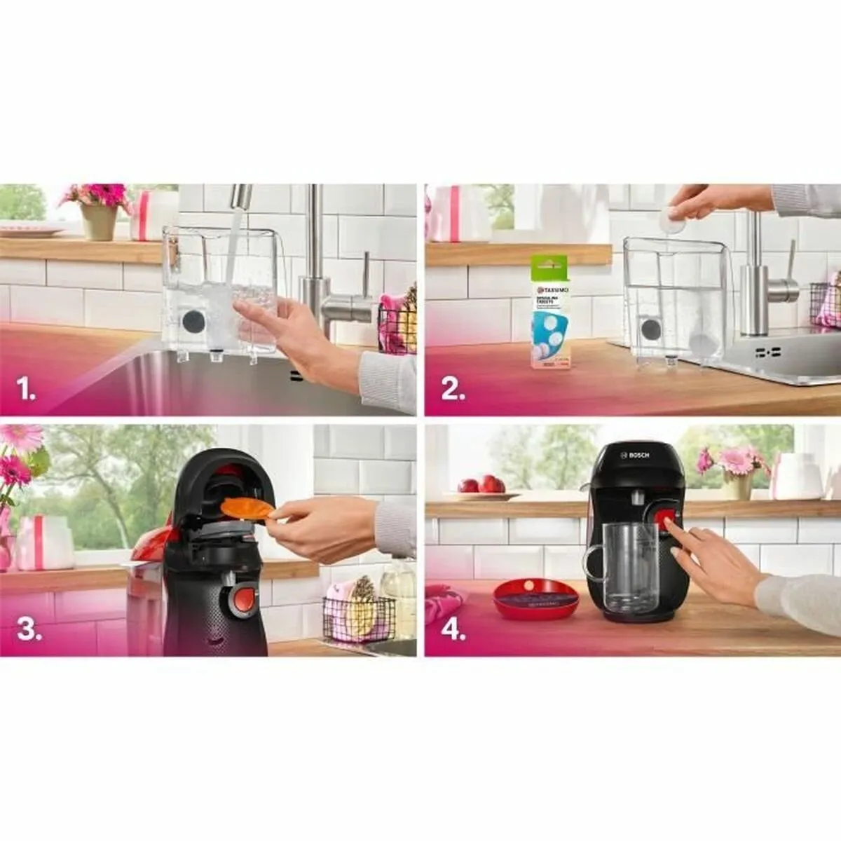 Bosch TAS103E Capsule Koffiemachine - 1400W - 700ml - Zwart/Rood