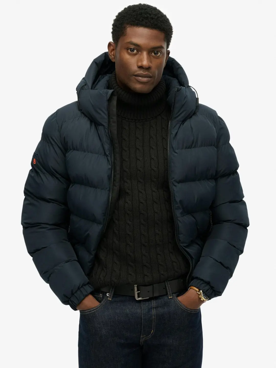 Superdry Sports Pufferjack met Capuchon - Navy - M - afbeelding 6 van 6