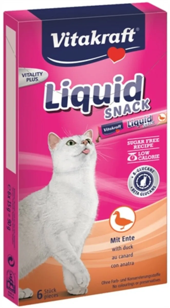 Vitakraft Cat Liquid Eend Kattensnack - 6 Stuks