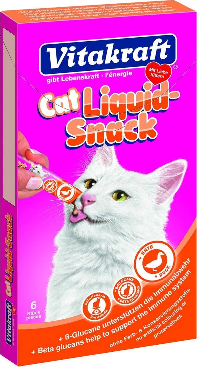 Vitakraft Cat Liquid Eend Kattensnack - 6 Stuks