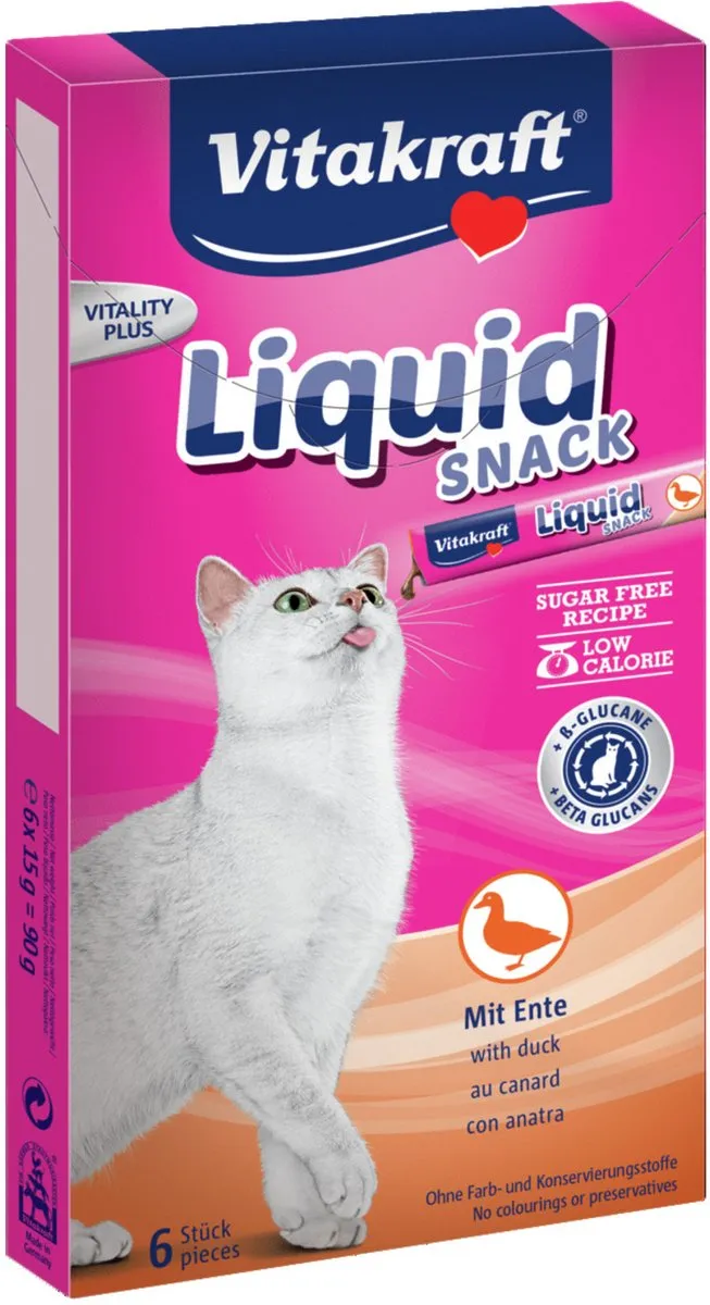 Vitakraft Cat Liquid Eend Kattensnack - 6 Stuks
