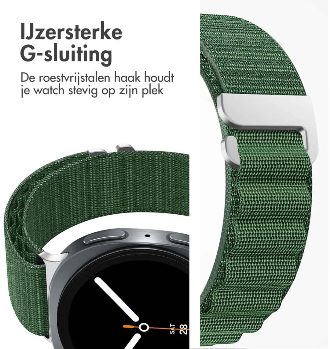 Imoshion Nylon Bandje Samsung Galaxy Watch 8/Classic - Donkergroen