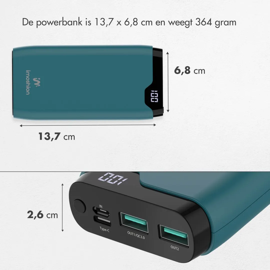 Imoshion Powerbank SH00079563 20000mAh - 22.5W - 3x USB - Groen