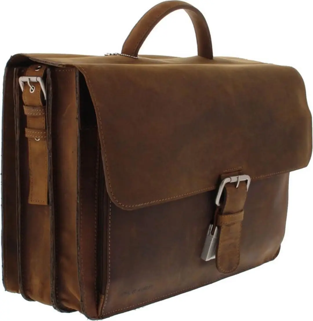 Plevier Retro Newton Laptoptas - 3 vaks - Bruin - afbeelding 2 van 6