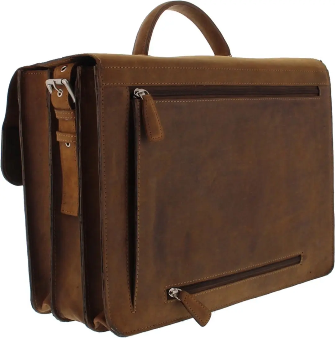 Plevier Retro Newton Laptoptas - 3 vaks - Bruin - afbeelding 3 van 6