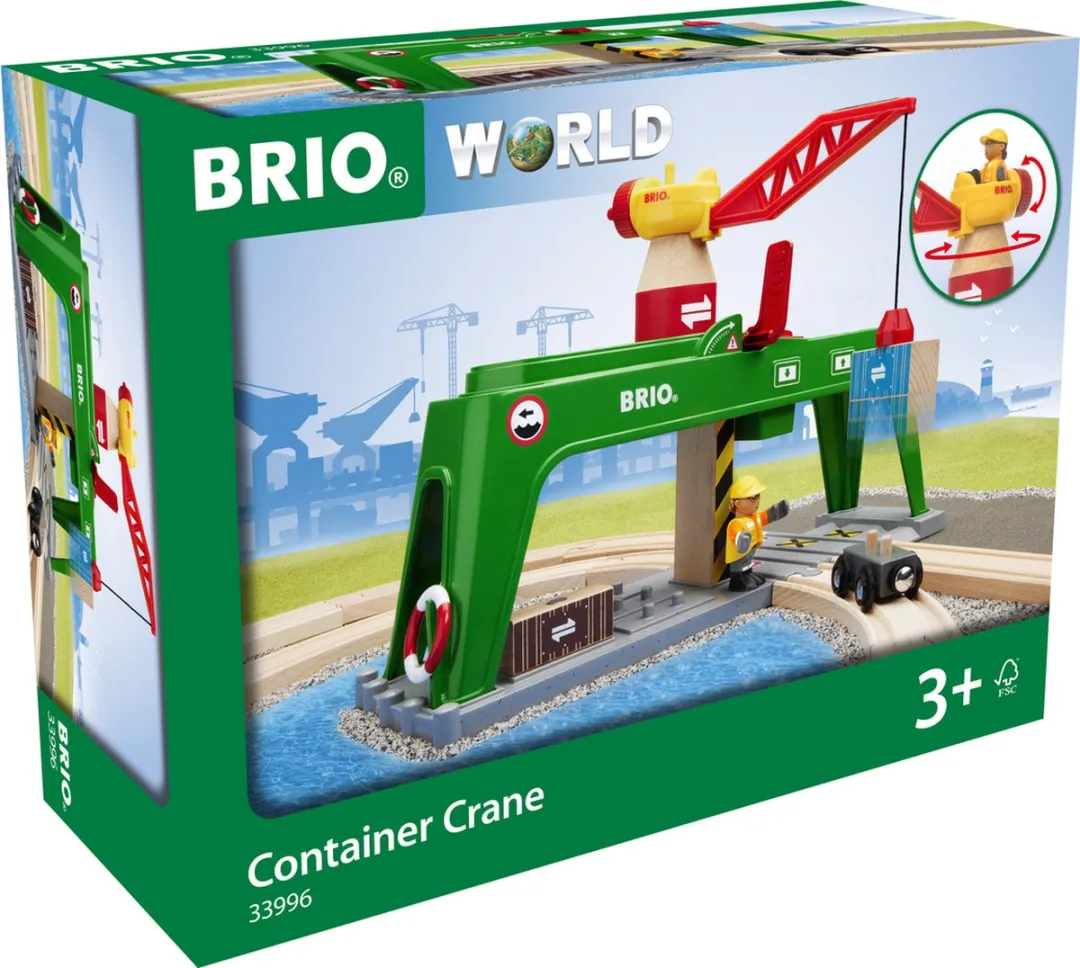 BRIO Containerkraan 33996 - Magnetische haak - Treinsetaccessoire - Groen/Rood