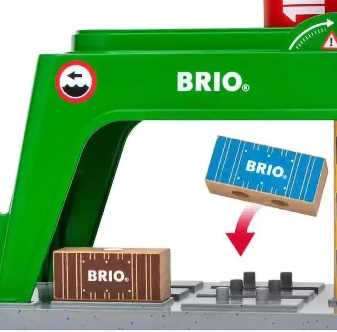 BRIO Containerkraan 33996 - Magnetische haak - Treinsetaccessoire - Groen/Rood