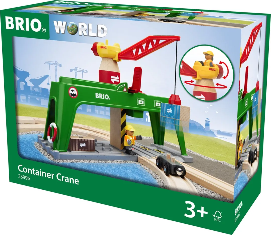 BRIO Containerkraan 33996 - Magnetische haak - Treinsetaccessoire - Groen/Rood