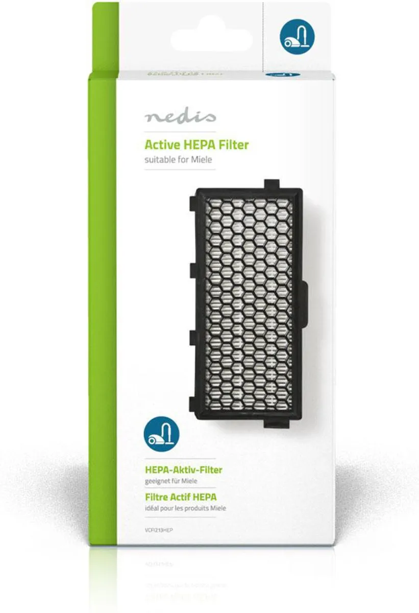 Nedis HEPA Vervangingsfilter VCFI213HEP - Miele - 32mm - Zwart/Wit