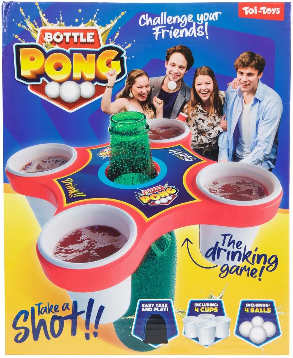 Toi-Toys Pong Hero Gezelschapsspel - 4 Ballen & Bekers - 2-4 Spelers
