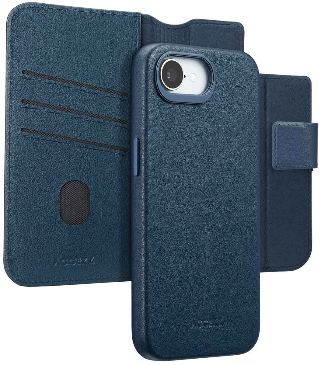Accezz Hoesje iPhone 16e Leather Bookcase 2-in-1 Nightfall Blue